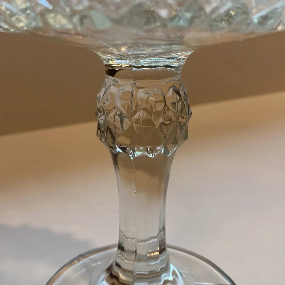 Vintage Diamond Cut Clear Pedestal Candy Dish Indiana Glass Co - Picture 9 of 14